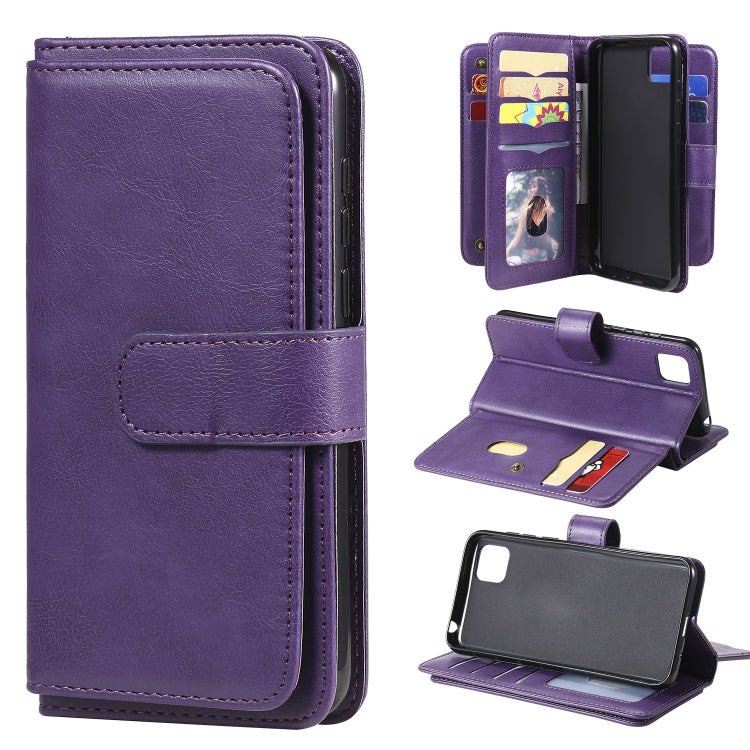 For Huawei Y5P / 9S Multifunctional Magnetic Copper Buckle Horizontal Flip Solid Color Leather Case with 10 Card Slots & Wallet & Holder & Photo Frame