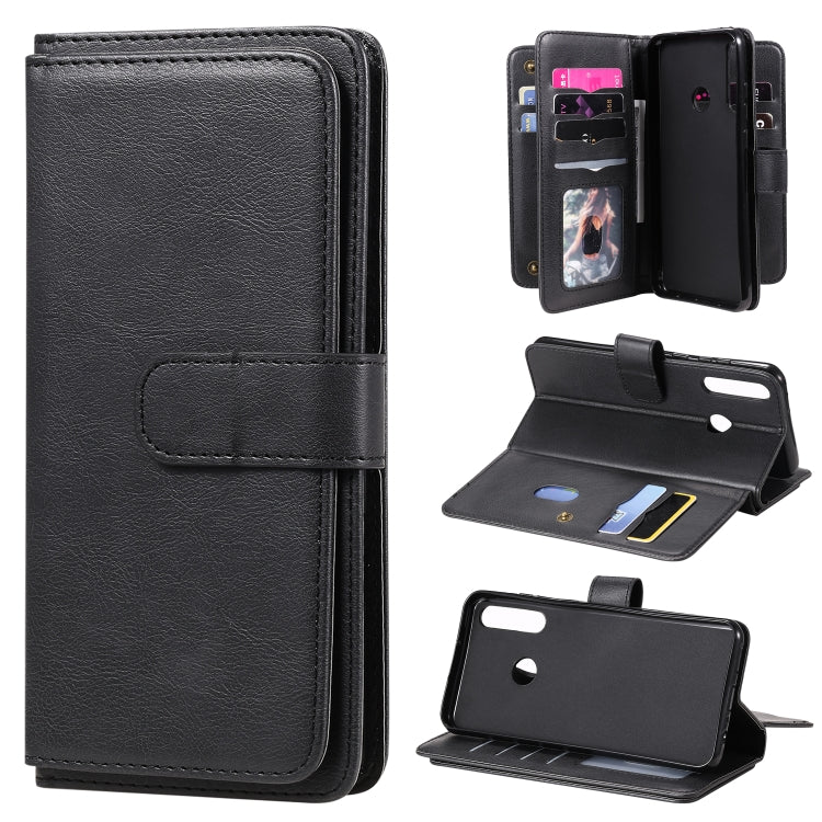 For Huawei Y6P Multifunctional Magnetic Copper Buckle Horizontal Flip Solid Color Leather Case with 10 Card Slots & Wallet & Holder & Photo Frame