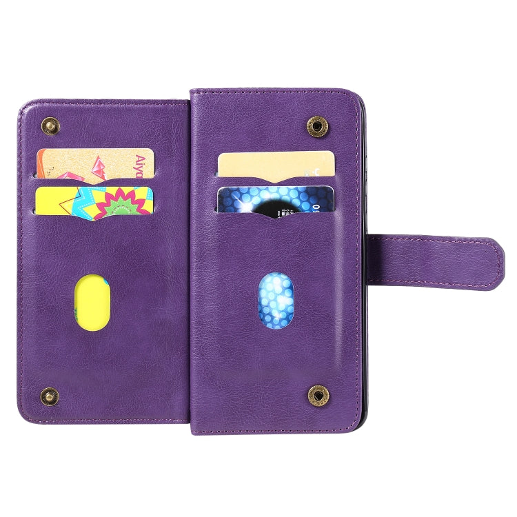 For Huawei Y6P Multifunctional Magnetic Copper Buckle Horizontal Flip Solid Color Leather Case with 10 Card Slots & Wallet & Holder & Photo Frame