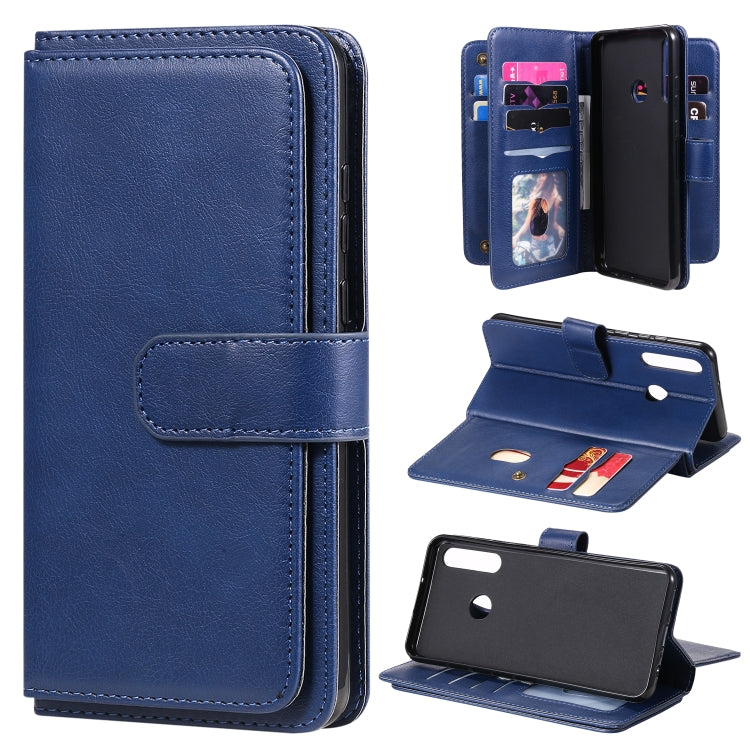 For Huawei Y6P Multifunctional Magnetic Copper Buckle Horizontal Flip Solid Color Leather Case with 10 Card Slots & Wallet & Holder & Photo Frame