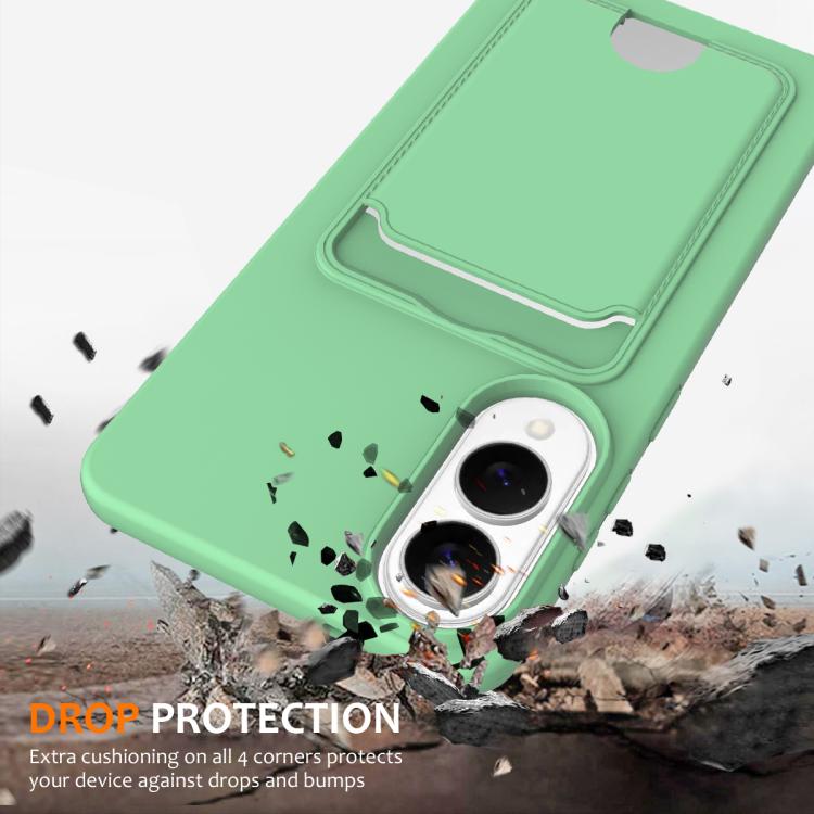 For Samsung Galaxy S25 Edge 5G Integrated Card Bag Solid Color Liquid Silicone Phone Case with Lanyard