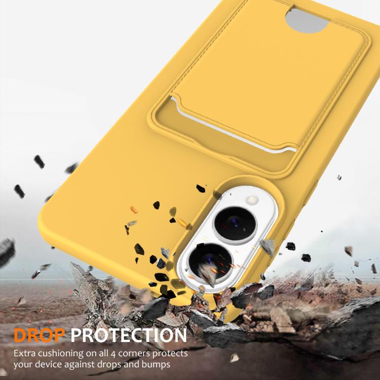 For Samsung Galaxy S25 Edge 5G Integrated Card Bag Solid Color Liquid Silicone Phone Case with Lanyard