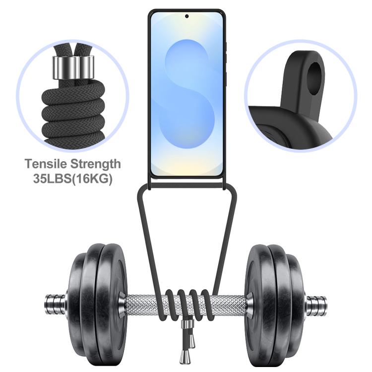 For Samsung Galaxy S26 Ultra 5G Integrated Card Bag Solid Color Liquid Silicone Phone Case with Lanyard