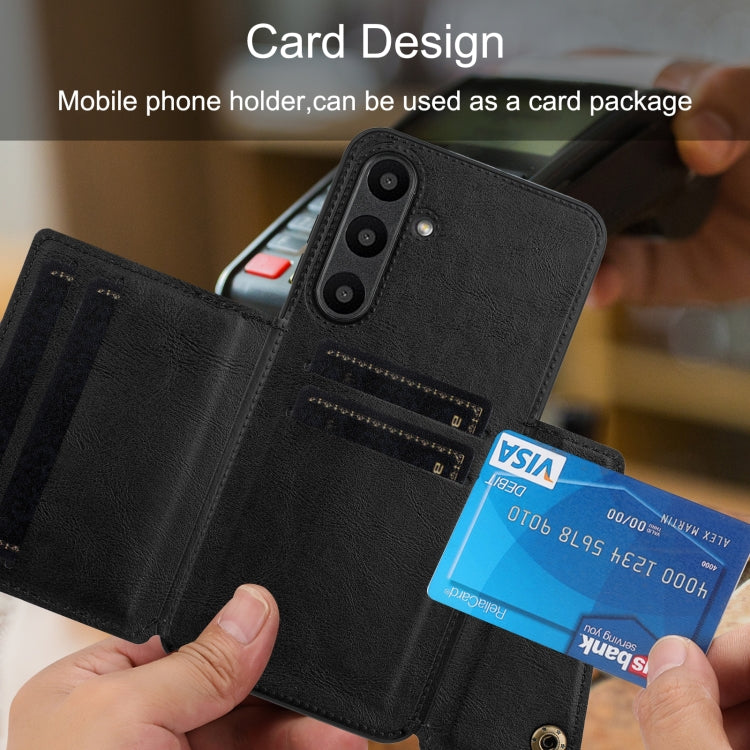 For Samsung Galaxy A36 5G Double Buckle Card Slots Magnetic Phone Case