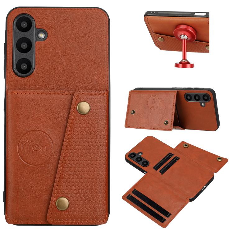 For Samsung Galaxy A57 5G Double Buckle Card Slots Magnetic Phone Case