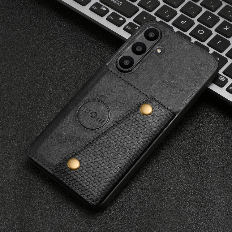 For Samsung Galaxy S24 FE 5G Double Buckle Card Slots Magnetic Phone Case