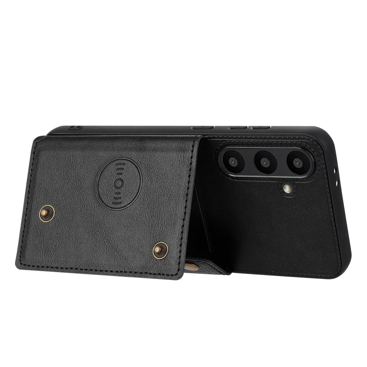 For Samsung Galaxy S24 FE 5G Double Buckle Card Slots Magnetic Phone Case