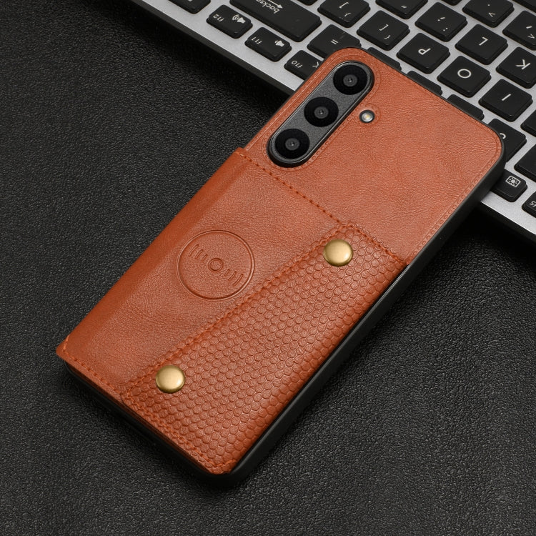 For Samsung Galaxy S24 FE 5G Double Buckle Card Slots Magnetic Phone Case