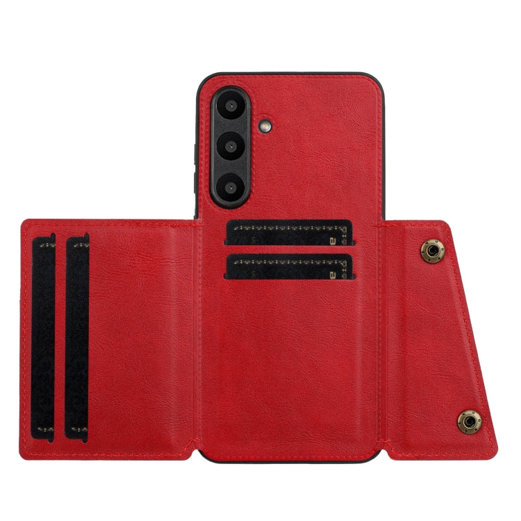 For Samsung Galaxy S24 FE 5G Double Buckle Card Slots Magnetic Phone Case