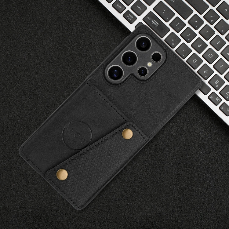 For Samsung Galaxy S25 Ultra 5G Double Buckle Card Slots Magnetic Phone Case
