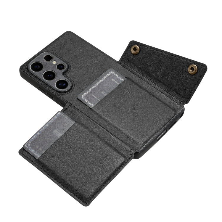 For Samsung Galaxy S25 Ultra 5G Double Buckle Card Slots Magnetic Phone Case