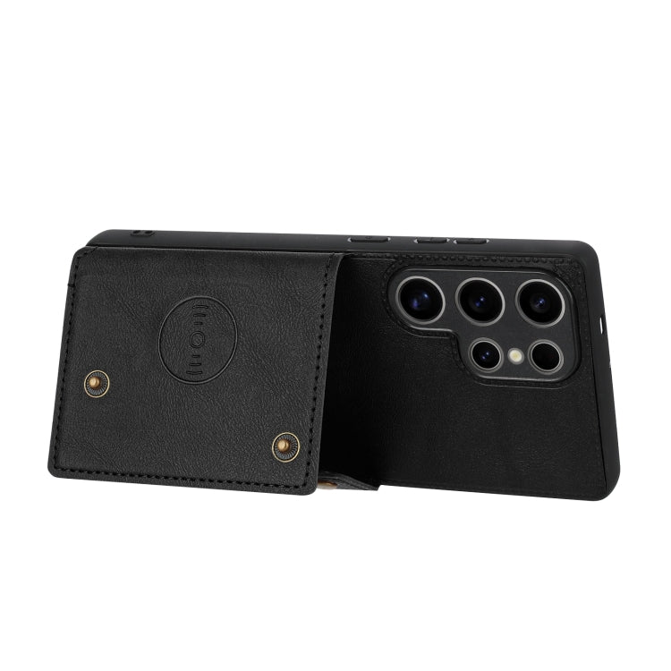 For Samsung Galaxy S25 Ultra 5G Double Buckle Card Slots Magnetic Phone Case