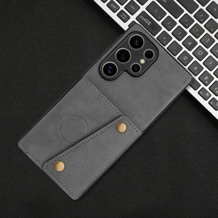 For Samsung Galaxy S25 Ultra 5G Double Buckle Card Slots Magnetic Phone Case