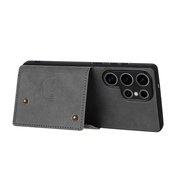 For Samsung Galaxy S25 Ultra 5G Double Buckle Card Slots Magnetic Phone Case