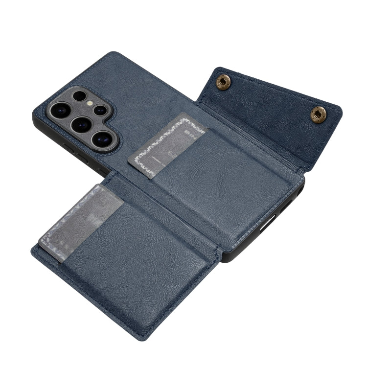 For Samsung Galaxy S25 Ultra 5G Double Buckle Card Slots Magnetic Phone Case