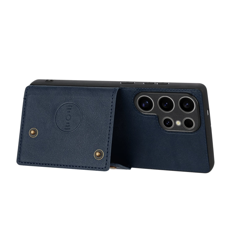 For Samsung Galaxy S25 Ultra 5G Double Buckle Card Slots Magnetic Phone Case