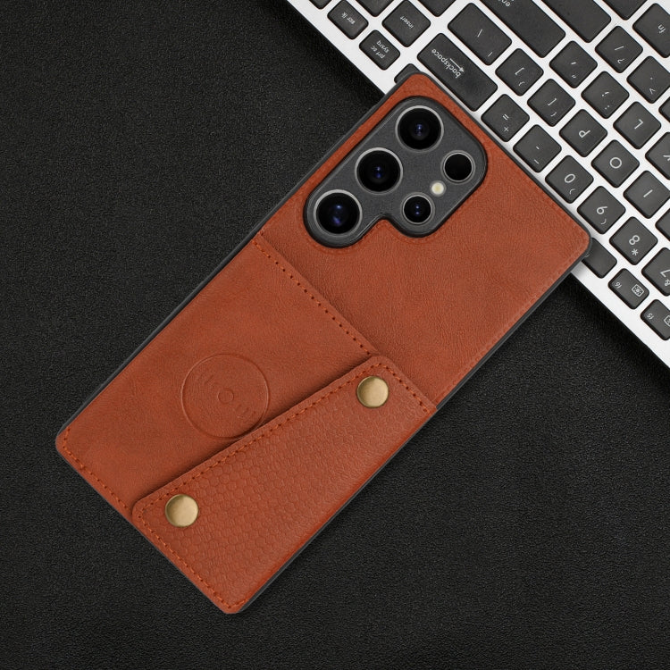 For Samsung Galaxy S25 Ultra 5G Double Buckle Card Slots Magnetic Phone Case