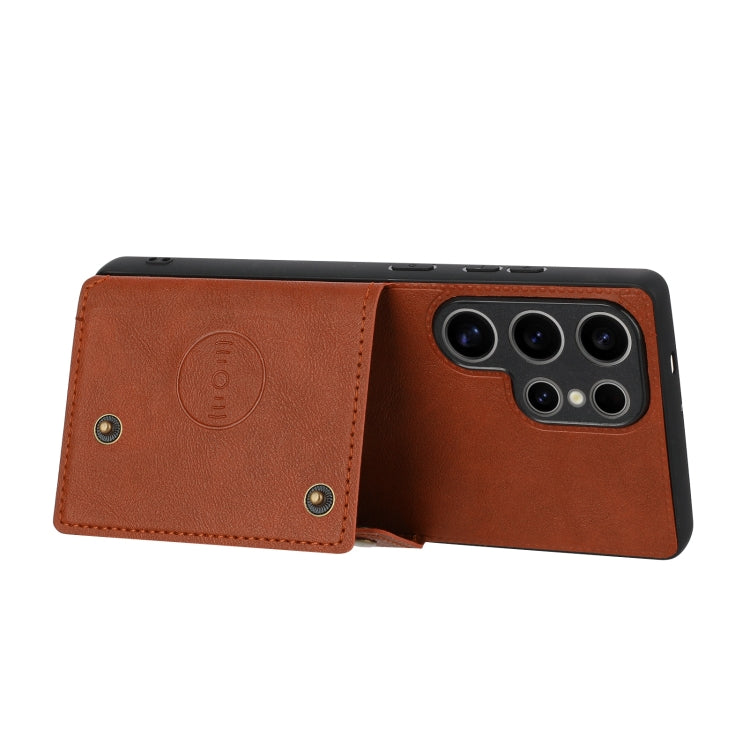 For Samsung Galaxy S25 Ultra 5G Double Buckle Card Slots Magnetic Phone Case
