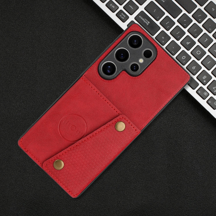 For Samsung Galaxy S25 Ultra 5G Double Buckle Card Slots Magnetic Phone Case
