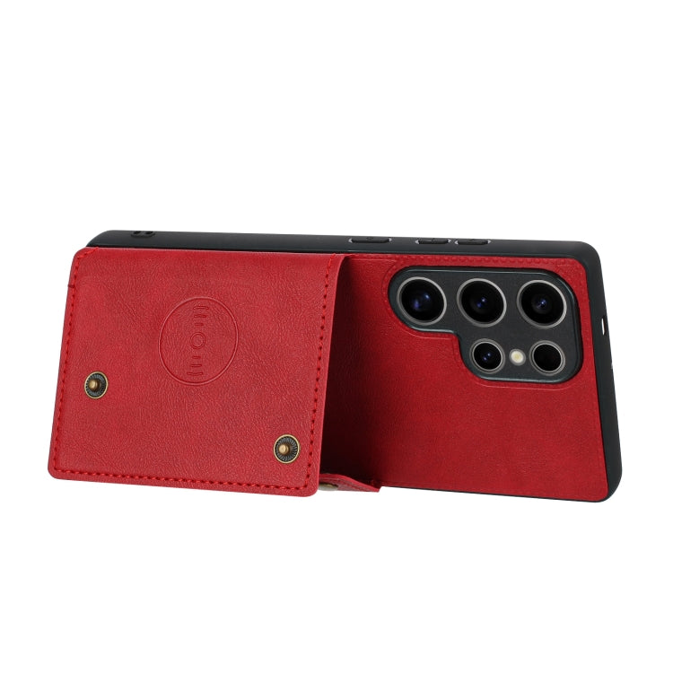 For Samsung Galaxy S25 Ultra 5G Double Buckle Card Slots Magnetic Phone Case