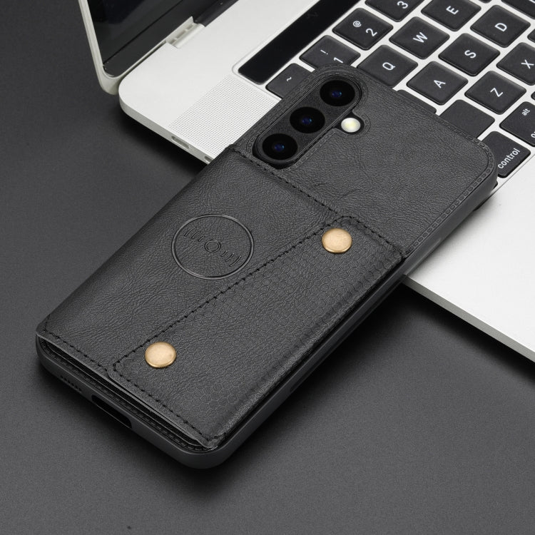 For Samsung Galaxy S25+ 5G Double Buckle Card Slots Magnetic Phone Case