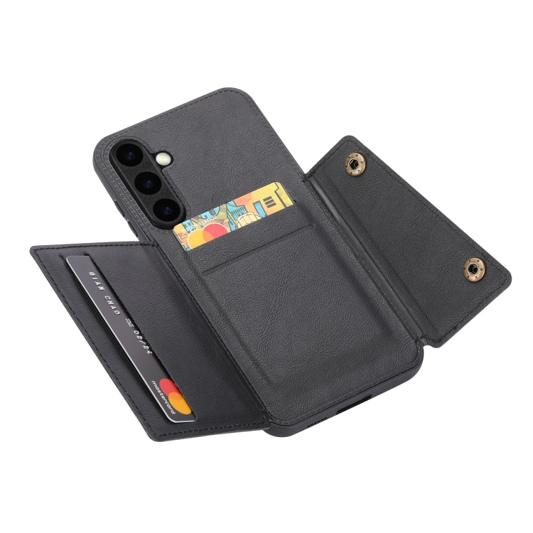 For Samsung Galaxy S25+ 5G Double Buckle Card Slots Magnetic Phone Case