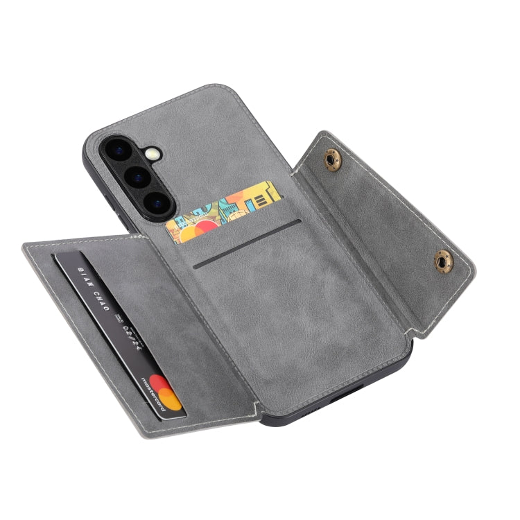 For Samsung Galaxy S25+ 5G Double Buckle Card Slots Magnetic Phone Case