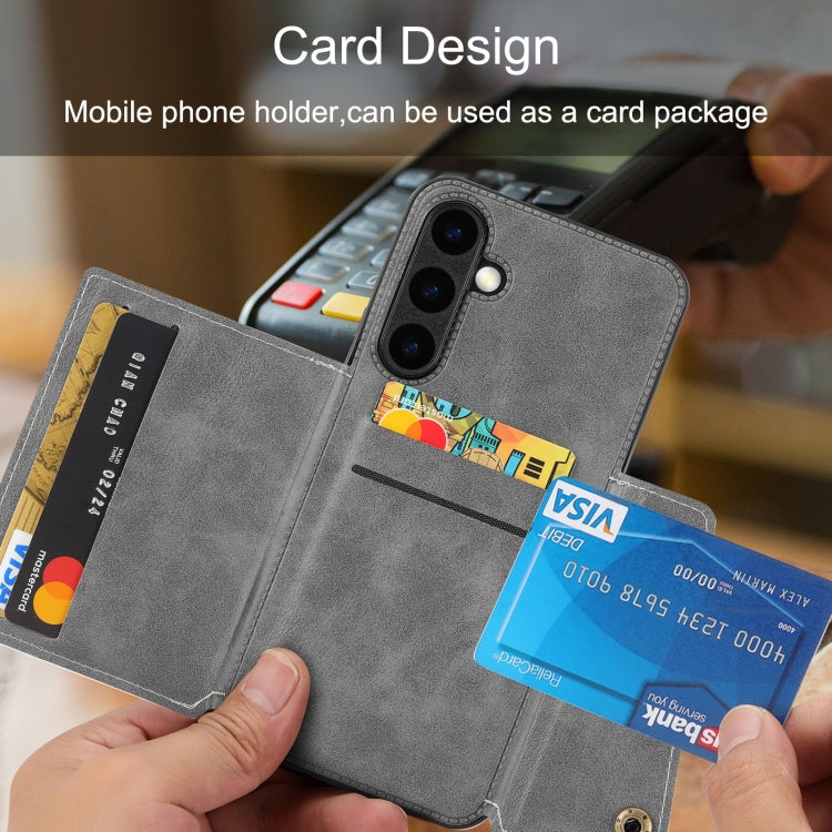 For Samsung Galaxy S25+ 5G Double Buckle Card Slots Magnetic Phone Case