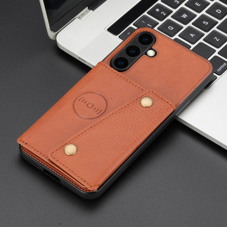 For Samsung Galaxy S25+ 5G Double Buckle Card Slots Magnetic Phone Case