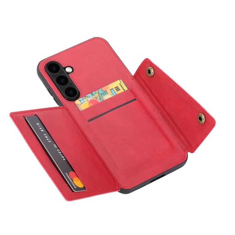 For Samsung Galaxy S25+ 5G Double Buckle Card Slots Magnetic Phone Case