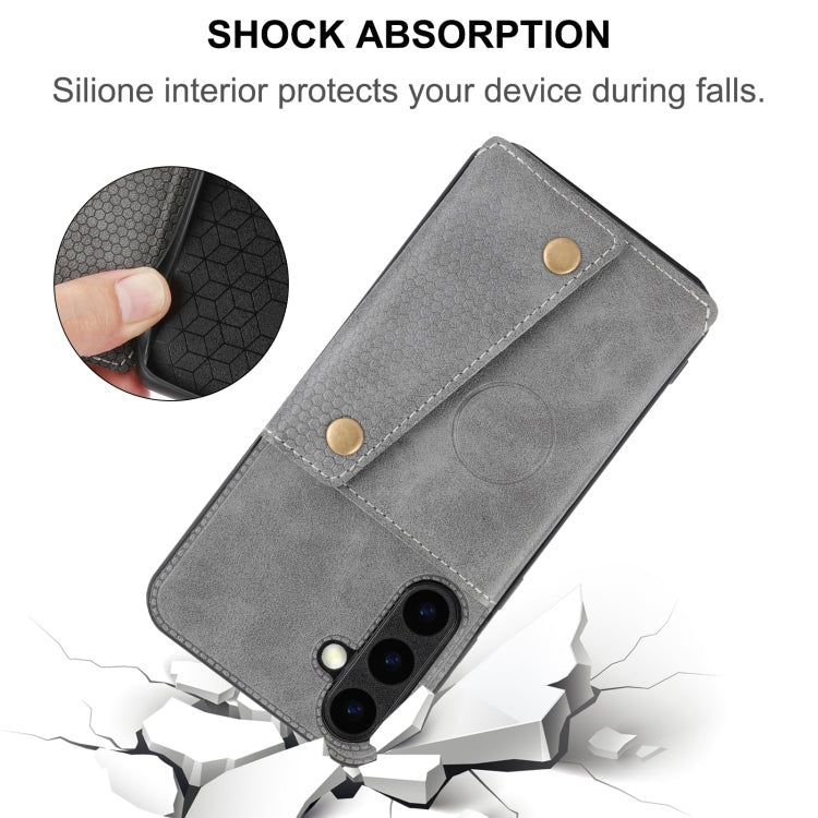 For Samsung Galaxy S25+ 5G Double Buckle Card Slots Magnetic Phone Case