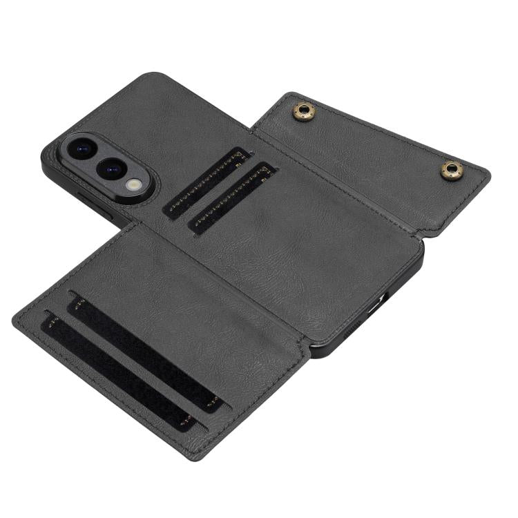 For Samsung Galaxy S25 Edge 5G Double Buckle Card Slots Magnetic Phone Case