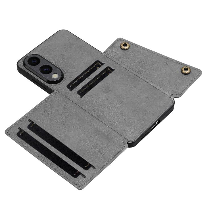 For Samsung Galaxy S25 Edge 5G Double Buckle Card Slots Magnetic Phone Case