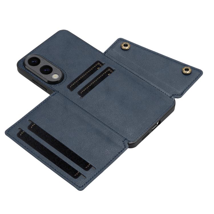 For Samsung Galaxy S25 Edge 5G Double Buckle Card Slots Magnetic Phone Case