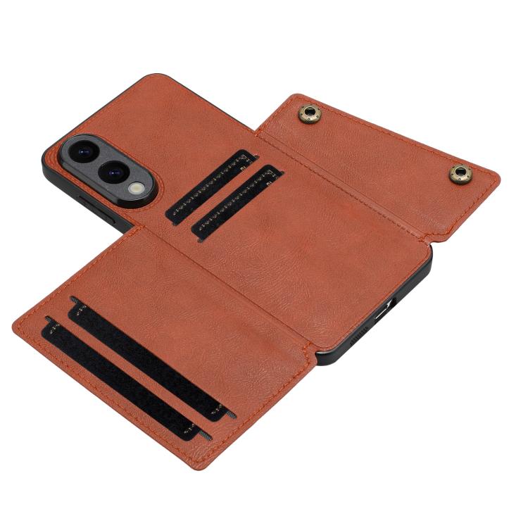 For Samsung Galaxy S25 Edge 5G Double Buckle Card Slots Magnetic Phone Case
