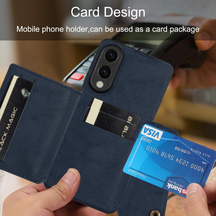 For Samsung Galaxy S25 Edge 5G Double Buckle Card Slots Magnetic Phone Case