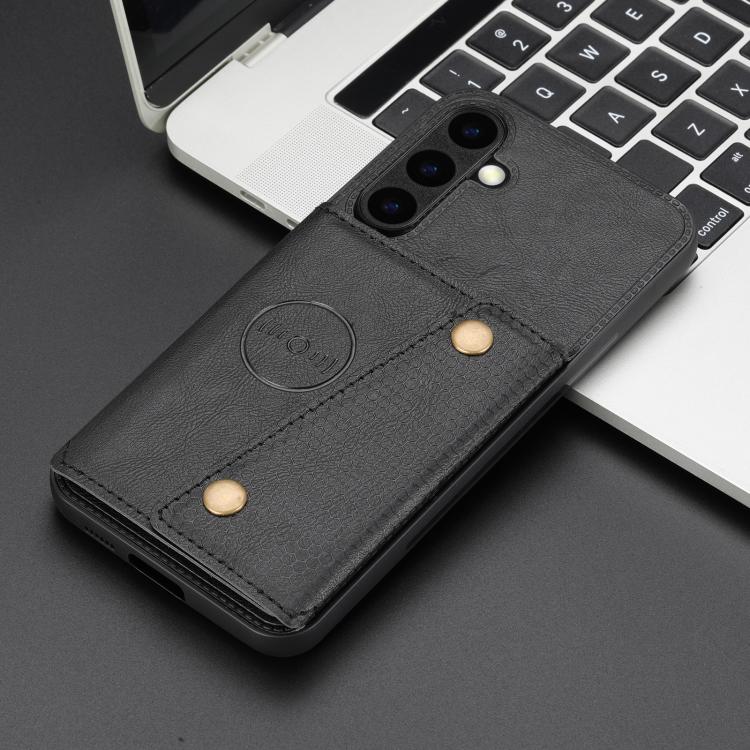 For Samsung Galaxy S25 FE 5G Double Buckle Card Slots Magnetic Phone Case