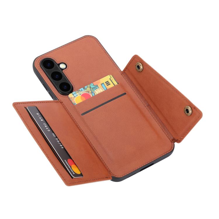 For Samsung Galaxy S25 FE 5G Double Buckle Card Slots Magnetic Phone Case