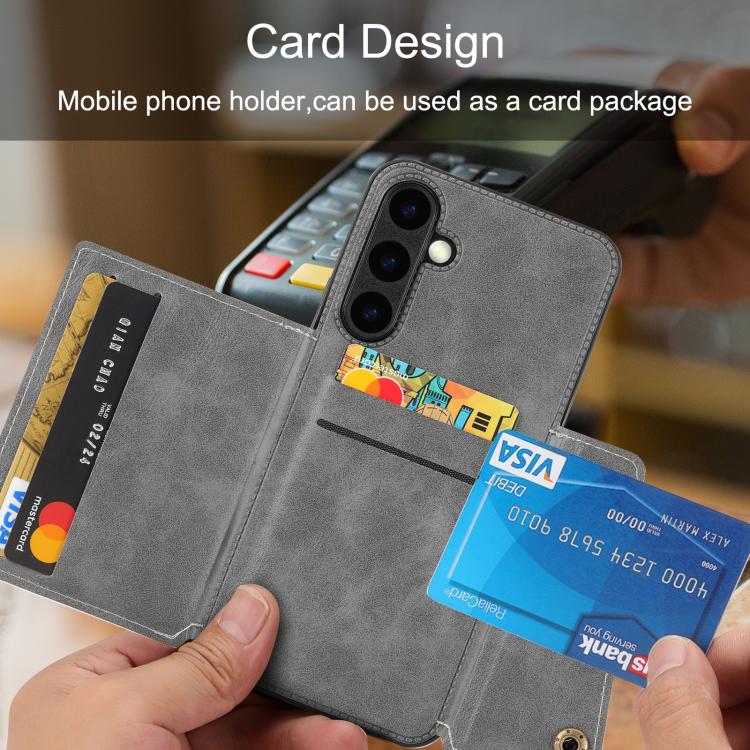 For Samsung Galaxy S26 5G Double Buckle Card Slots Magnetic Phone Case