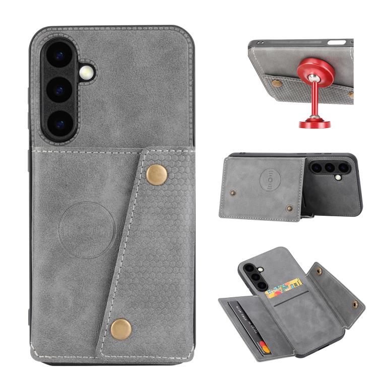 For Samsung Galaxy S26 5G Double Buckle Card Slots Magnetic Phone Case