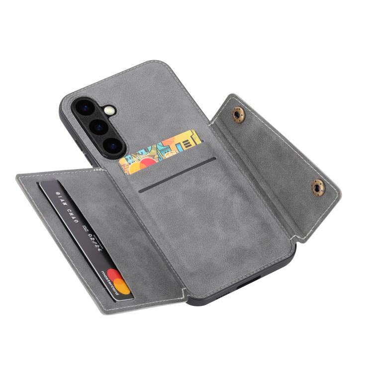 For Samsung Galaxy S26 5G Double Buckle Card Slots Magnetic Phone Case