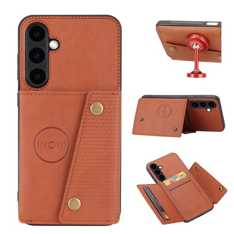 For Samsung Galaxy S26 5G Double Buckle Card Slots Magnetic Phone Case