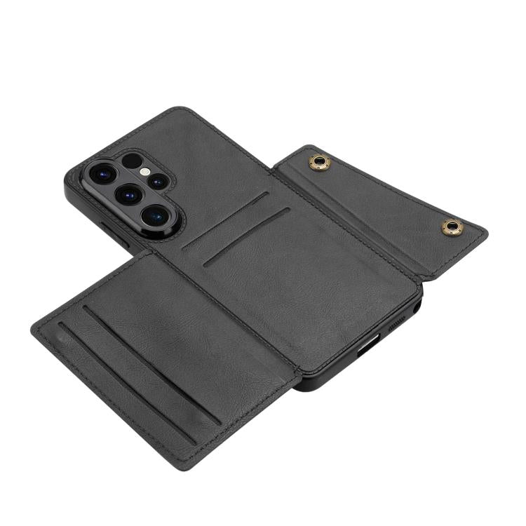 For Samsung Galaxy S26 Ultra 5G Double Buckle Card Slots Magnetic Phone Case
