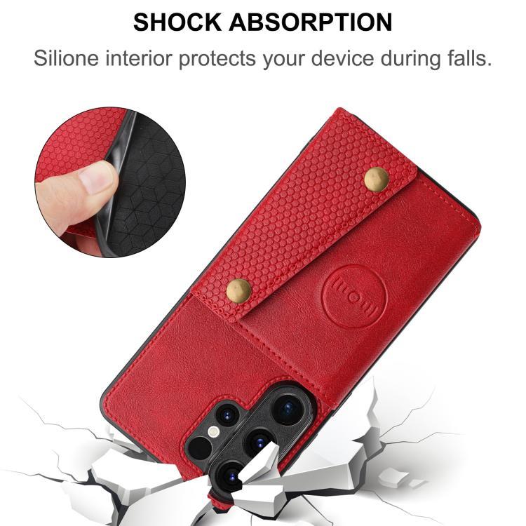 For Samsung Galaxy S26 Ultra 5G Double Buckle Card Slots Magnetic Phone Case