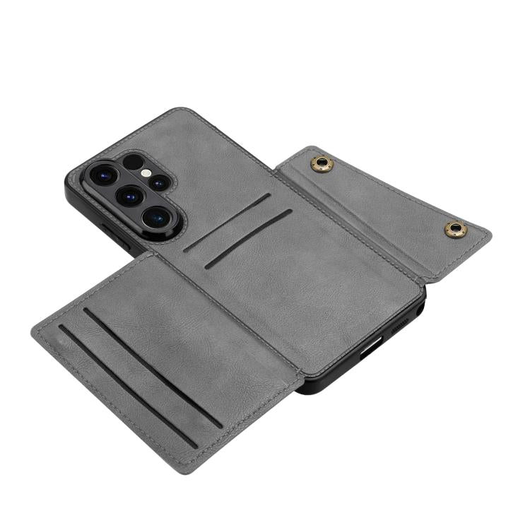 For Samsung Galaxy S26 Ultra 5G Double Buckle Card Slots Magnetic Phone Case