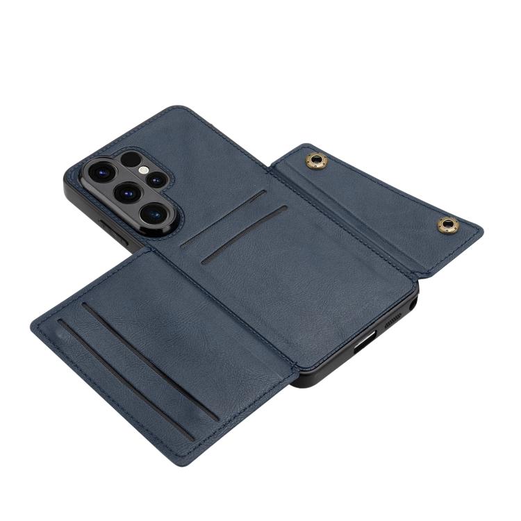 For Samsung Galaxy S26 Ultra 5G Double Buckle Card Slots Magnetic Phone Case