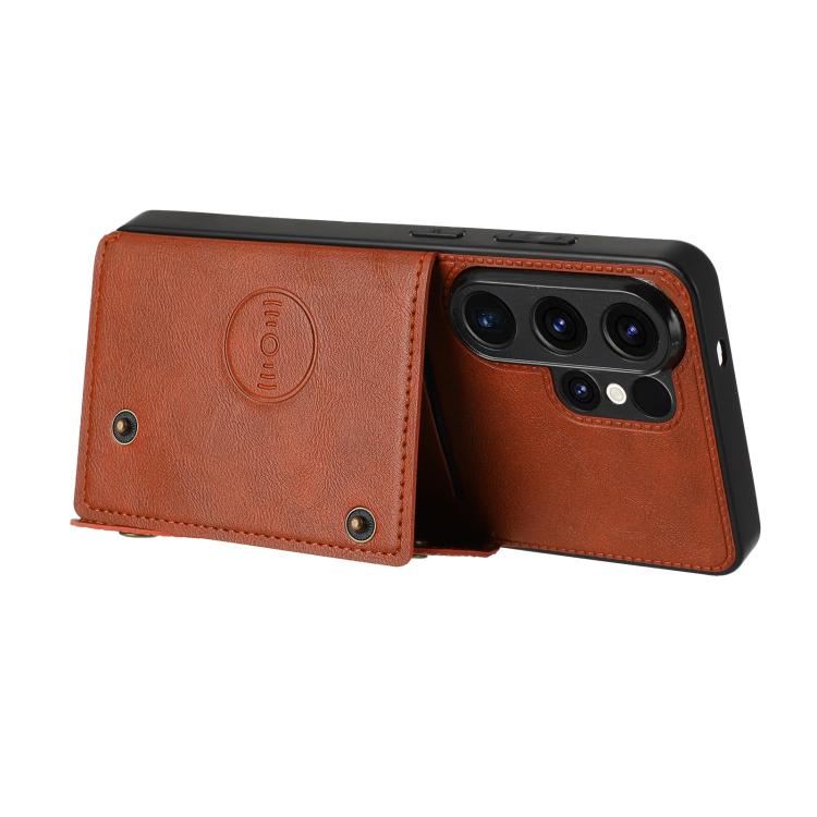 For Samsung Galaxy S26 Ultra 5G Double Buckle Card Slots Magnetic Phone Case
