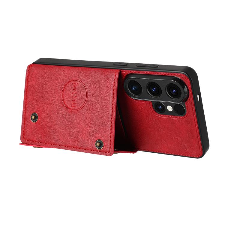 For Samsung Galaxy S26 Ultra 5G Double Buckle Card Slots Magnetic Phone Case
