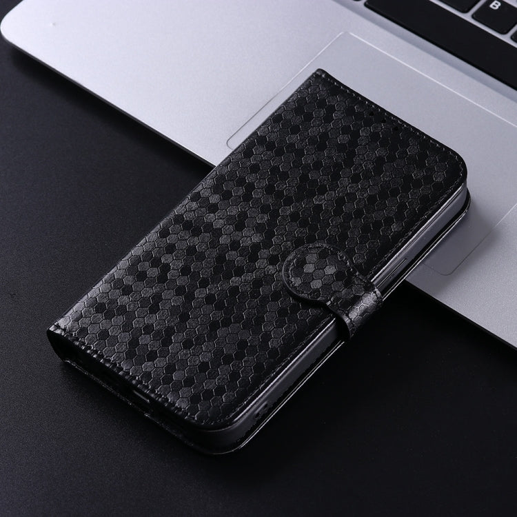 For iPhone 16 Pro Max Honeycomb Dot Texture Leather Phone Case