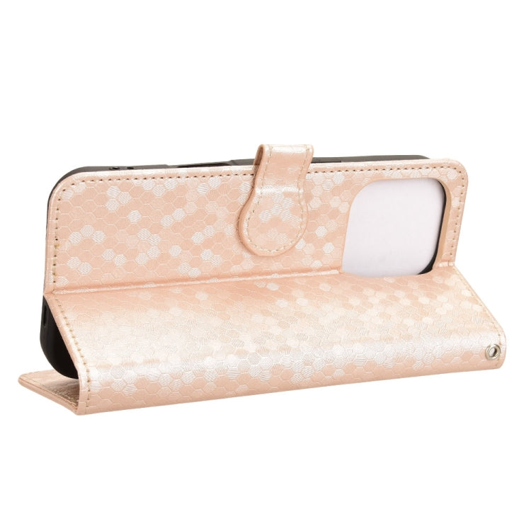 For iPhone 16 Pro Max Honeycomb Dot Texture Leather Phone Case